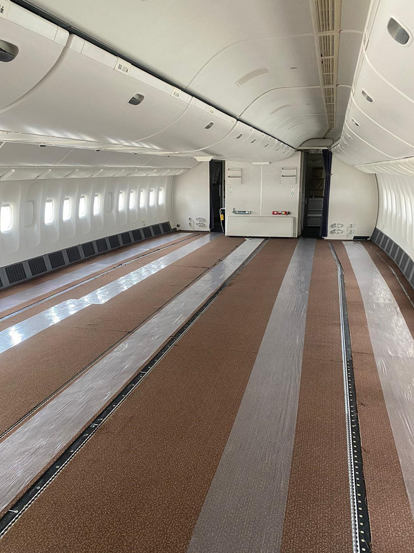 Cabin floor after passenger seats removed